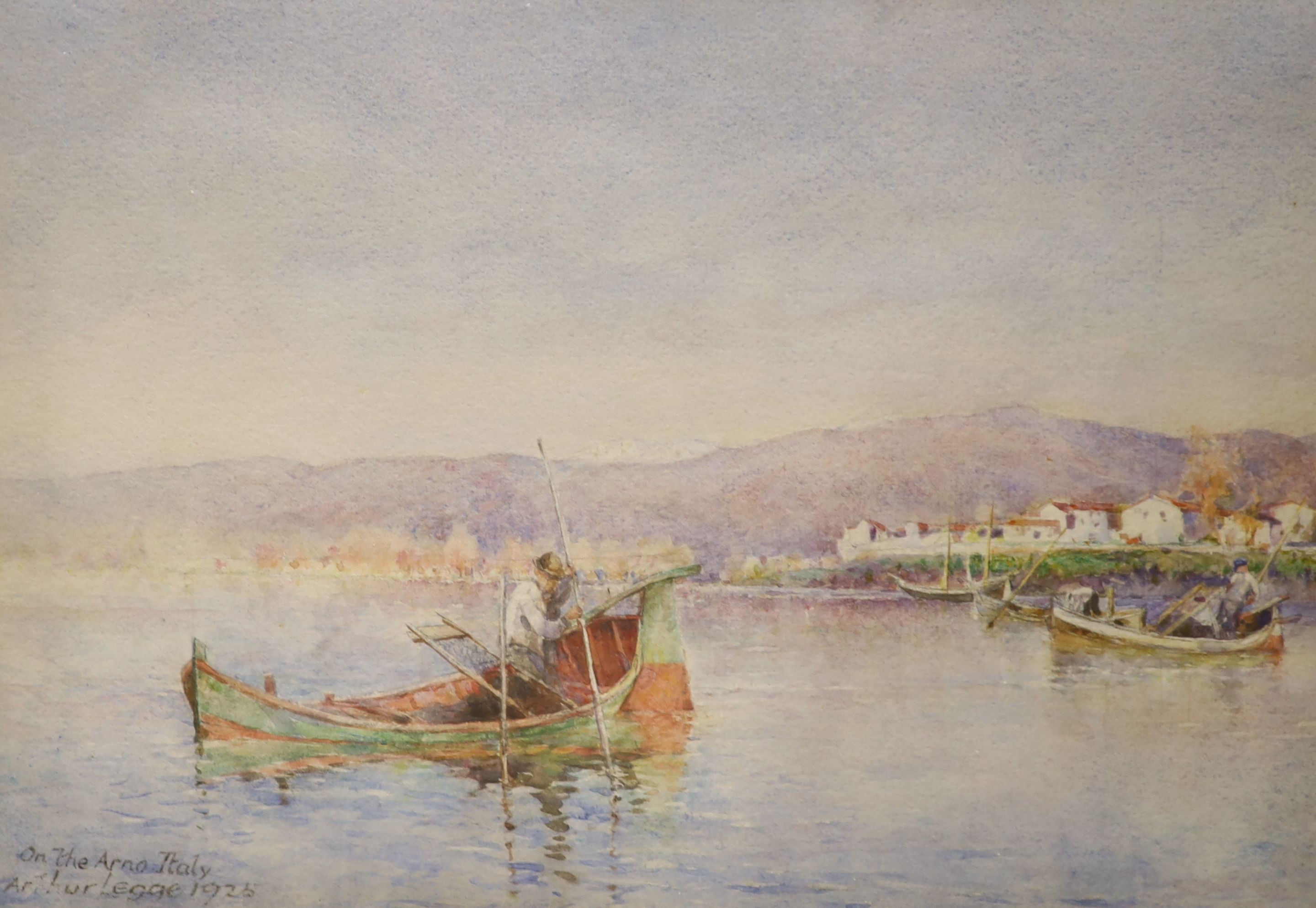Arthur Legge (1859-1942), watercolour with bodycolour, On The Arna, Italy, signed and dated 1925 23x33cm